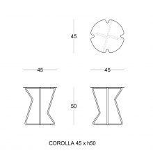 Tavolino da salotto Corolla disegno tecnico